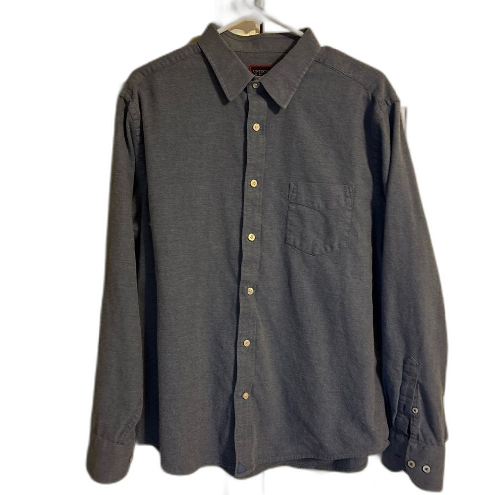 UNTUCKit Sherwood Blue Casual Button Down Shirt Relaxed Fit no iron XL